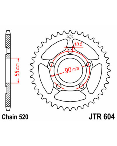 Couronne Moto JT SPROCKETS Couronne JT SPROCKETS 38 dents acier pas 520 type 604