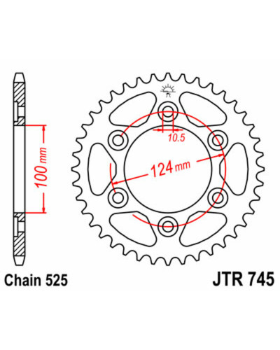 Couronne Moto JT SPROCKETS Couronne JT SPROCKETS 38 dents acier pas 525 type 745