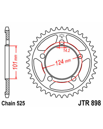 Couronne Moto JT SPROCKETS Couronne JT SPROCKETS 38 dents acier pas 525 type 898