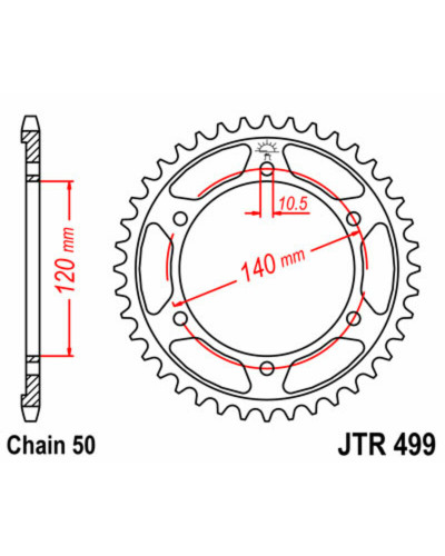 Couronne Moto JT SPROCKETS Couronne JT SPROCKETS 38 dents acier pas 530 type 499