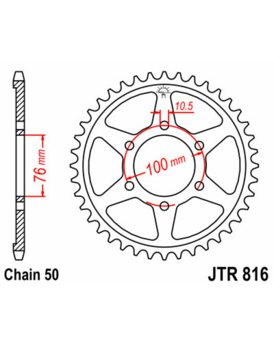 Couronne Moto JT SPROCKETS Couronne JT SPROCKETS 38 dents acier pas 530 type 816