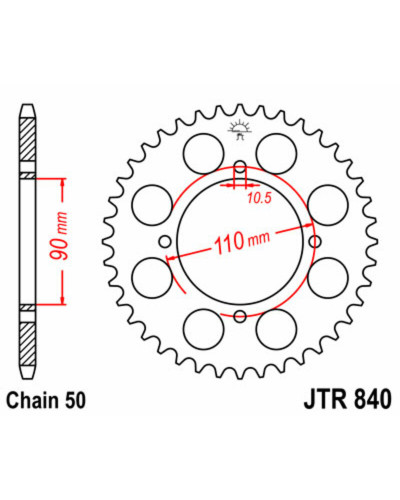 Couronne Moto JT SPROCKETS Couronne JT SPROCKETS 38 dents acier pas 530 type 840