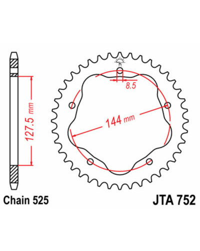 Couronne Moto JT SPROCKETS Couronne JT SPROCKETS 38 dents alu ultra-light pas 525 type 752