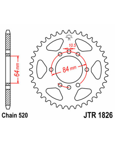 Couronne Moto JT SPROCKETS Couronne JT SPROCKETS 39 dents acier pas 520 type 1826 Suzuki