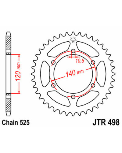 Couronne Moto JT SPROCKETS Couronne JT SPROCKETS 39 dents acier pas 520 type 498