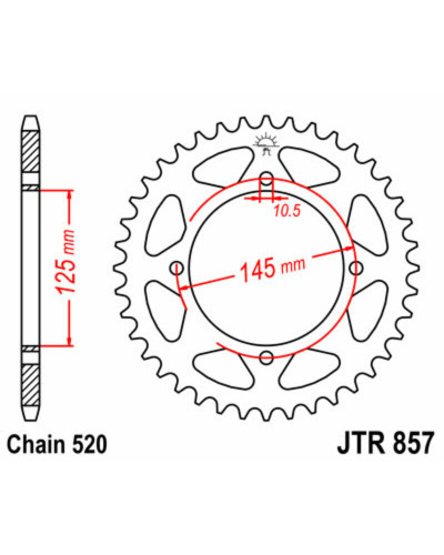 Couronne Moto JT SPROCKETS Couronne JT SPROCKETS 39 dents acier pas 520 type 857