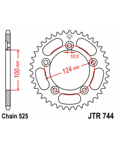 Couronne Moto JT SPROCKETS Couronne JT SPROCKETS 39 dents acier pas 525 type 744