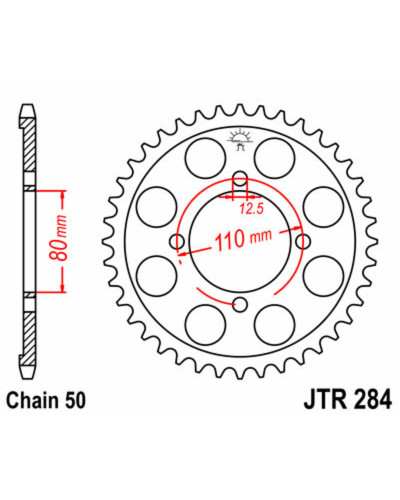 Couronne Moto JT SPROCKETS Couronne JT SPROCKETS 39 dents acier pas 530 type 284