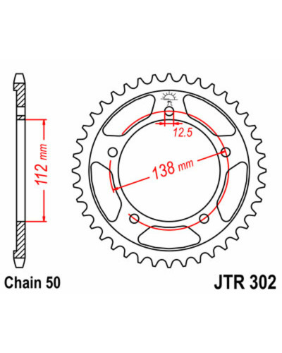 Couronne Moto JT SPROCKETS Couronne JT SPROCKETS 39 dents acier pas 530 type 302