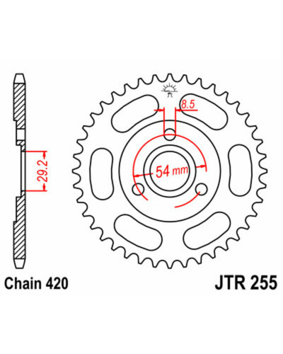 Couronne Moto JT SPROCKETS Couronne JT SPROCKETS 40 dents acier pas 420 type 255