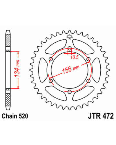 Couronne Moto JT SPROCKETS Couronne JT SPROCKETS 40 dents acier pas 520 type 472