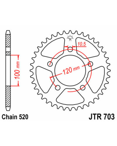 Couronne Moto JT SPROCKETS Couronne JT SPROCKETS 40 dents acier pas 520 type 703