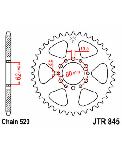 Couronne Moto JT SPROCKETS Couronne JT SPROCKETS 40 dents acier pas 520 type 845 Yamaha YZ100