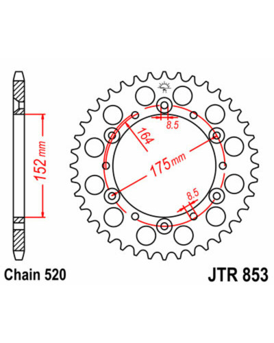 Couronne Moto JT SPROCKETS Couronne JT SPROCKETS 40 dents acier pas 520 type 853 Yamaha