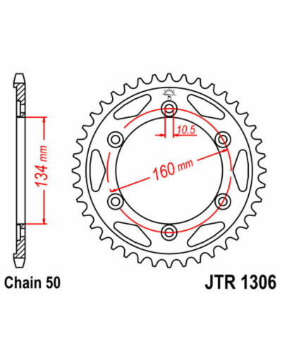 Couronne Moto JT SPROCKETS Couronne JT SPROCKETS 40 dents acier pas 530 type 1306