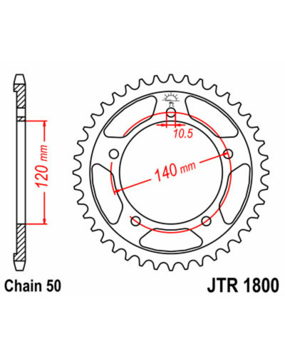 Couronne Moto JT SPROCKETS Couronne JT SPROCKETS 40 dents acier pas 530 type 1800