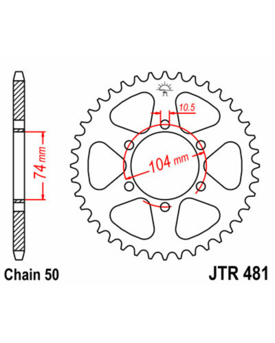 Couronne Moto JT SPROCKETS Couronne JT SPROCKETS 40 dents acier pas 530 type 481