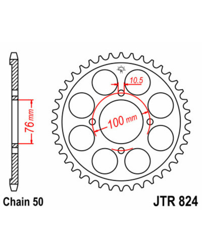 Couronne Moto JT SPROCKETS Couronne JT SPROCKETS 40 dents acier pas 530 type 824