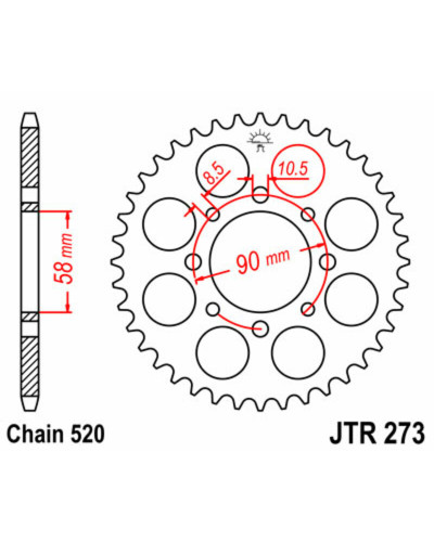 Couronne Moto JT SPROCKETS Couronne JT SPROCKETS 41 dents acier pas 520 type 273