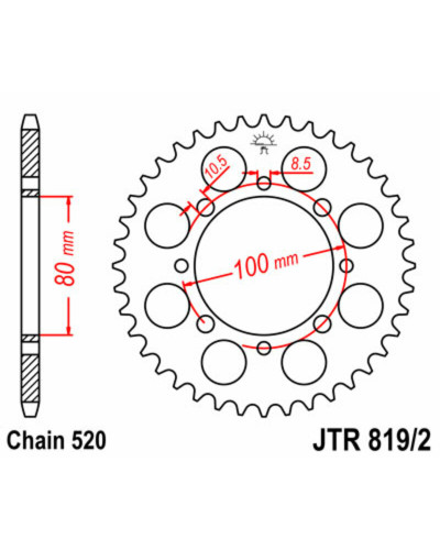 Couronne Moto JT SPROCKETS Couronne JT SPROCKETS 41 dents acier pas 520 type 819/2