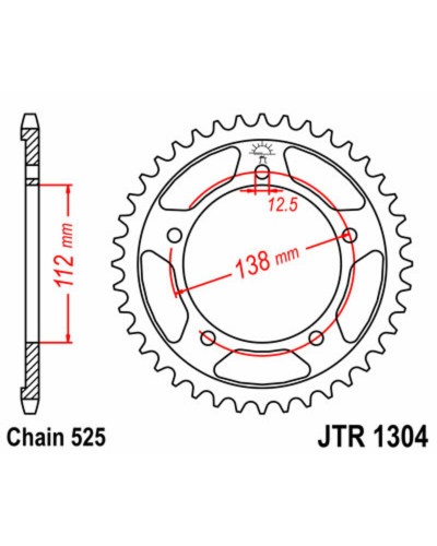 Couronne Moto JT SPROCKETS Couronne JT SPROCKETS 41 dents acier pas 525 type 1304 Honda CB600F Hornet