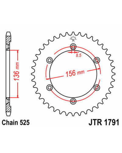 Couronne Moto JT SPROCKETS Couronne JT SPROCKETS 41 dents acier pas 525 type 1791