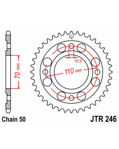 Couronne Moto JT SPROCKETS Couronne JT SPROCKETS 41 dents acier pas 530 type 246