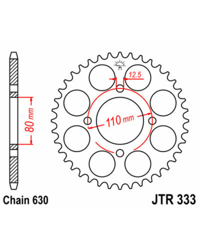 Couronne Moto JT SPROCKETS Couronne JT SPROCKETS 41 dents acier pas 630 type type 333