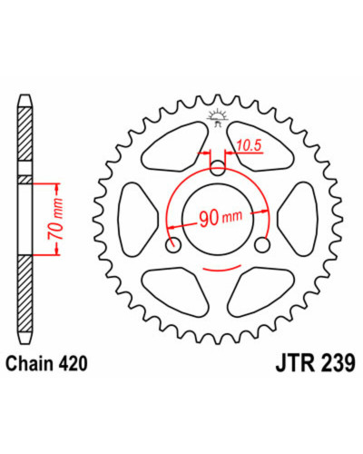 Couronne Moto JT SPROCKETS Couronne JT SPROCKETS 42 dents acier pas 420 type 239