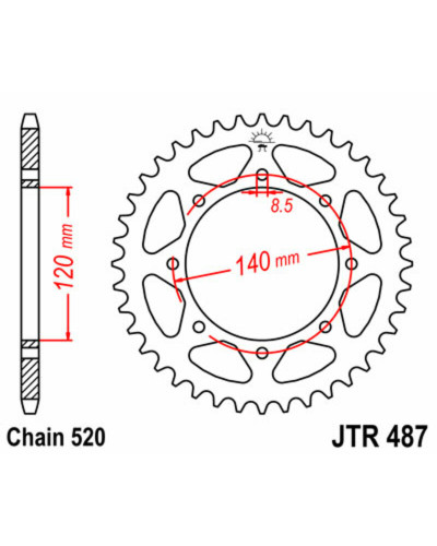 Couronne Moto JT SPROCKETS Couronne JT SPROCKETS 42 dents acier pas 520 type 487