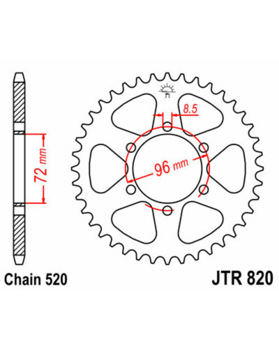 Couronne Moto JT SPROCKETS Couronne JT SPROCKETS 42 dents acier pas 520 type 820