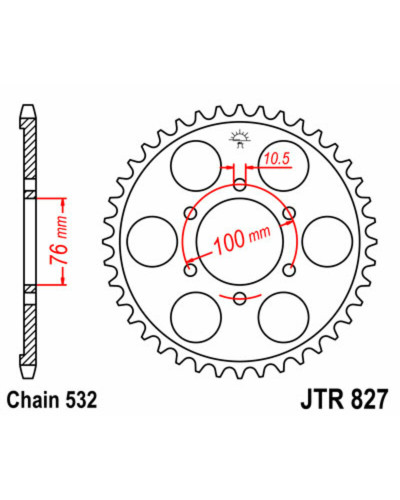 Couronne Moto JT SPROCKETS Couronne JT SPROCKETS 42 dents acier pas 520 type 827