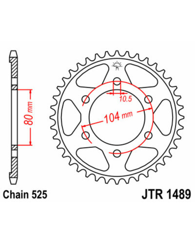 Couronne Moto JT SPROCKETS Couronne JT SPROCKETS 42 dents acier pas 525 type 1489