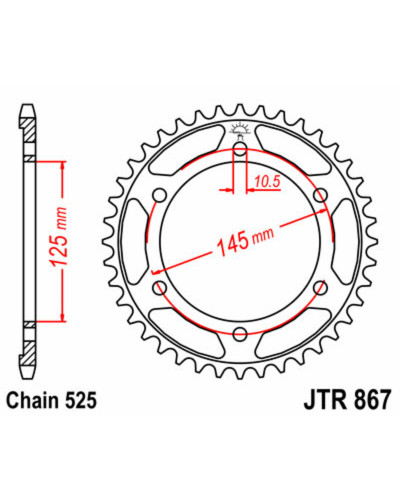 Couronne Moto JT SPROCKETS Couronne JT SPROCKETS 42 dents acier pas 525 type 867