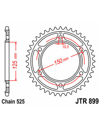 Couronne Moto JT SPROCKETS Couronne JT SPROCKETS 42 dents acier pas 525 type 899