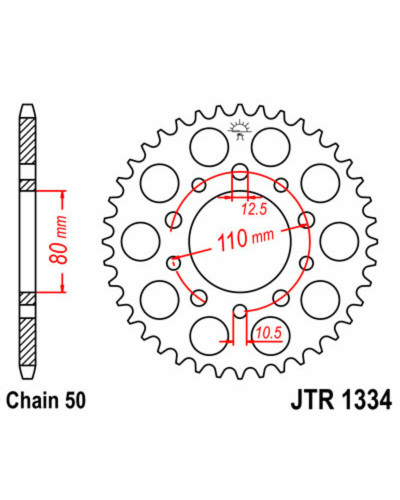 Couronne Moto JT SPROCKETS Couronne JT SPROCKETS 42 dents acier pas 530 type 1334