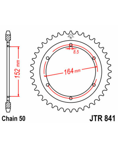 Couronne Moto JT SPROCKETS Couronne JT SPROCKETS 42 dents acier pas 530 type 841