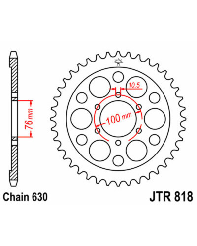 Couronne Moto JT SPROCKETS Couronne JT SPROCKETS 42 dents acier pas 630 type type 818