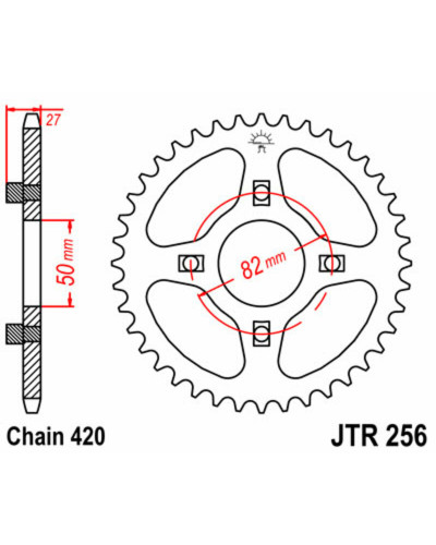 Couronne Moto JT SPROCKETS Couronne JT SPROCKETS 43 dents acier pas 420 type 256 Honda