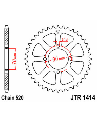 Couronne Moto JT SPROCKETS Couronne JT SPROCKETS 43 dents acier pas 520 type 1414 Kawasaki