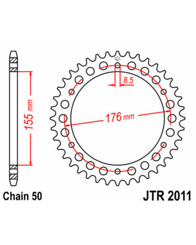 Couronne Moto JT SPROCKETS Couronne JT SPROCKETS 43 dents acier pas 530 type 2011