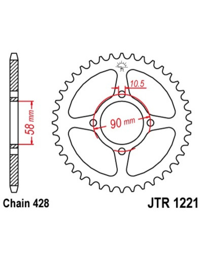 Couronne Moto JT SPROCKETS Couronne JT SPROCKETS 44 dents acier pas 428 type 1221