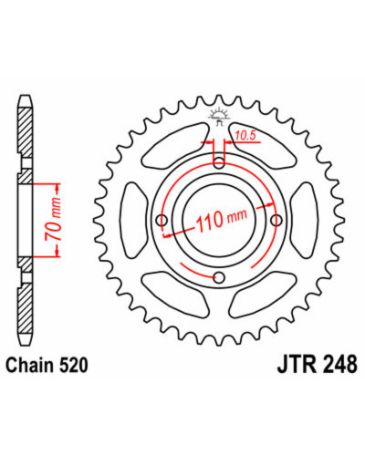 Couronne Moto JT SPROCKETS Couronne JT SPROCKETS 44 dents acier pas 520 type 248