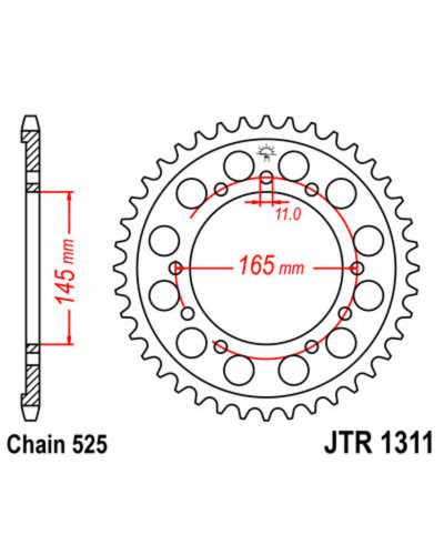 Couronne Moto JT SPROCKETS Couronne JT SPROCKETS 44 dents acier pas 525 type 1311