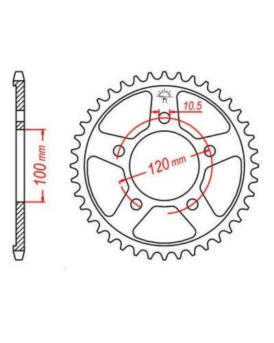 Couronne Moto JT SPROCKETS Couronne JT SPROCKETS 44 dents acier pas 525 type 702 Aprilia Shiver 750