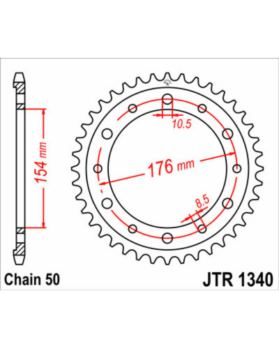 Couronne Moto JT SPROCKETS Couronne JT SPROCKETS 44 dents acier pas 530 type 1340