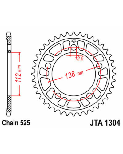 Couronne Moto JT SPROCKETS Couronne JT SPROCKETS 44 dents alu ultra-light pas 525 type 1304