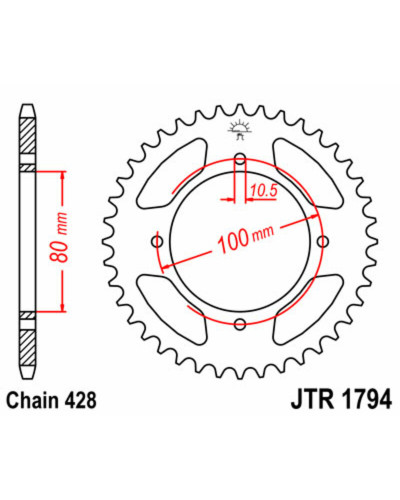 Couronne Moto JT SPROCKETS Couronne JT SPROCKETS 45 dents acier pas 428 type 1794