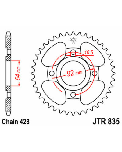 Couronne Moto JT SPROCKETS Couronne JT SPROCKETS 45 dents acier pas 428 type 835