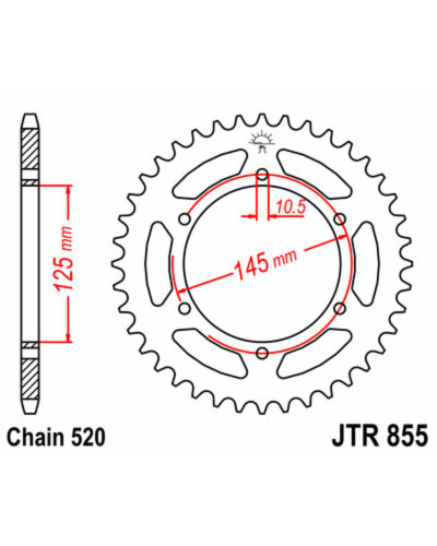 Couronne Moto JT SPROCKETS Couronne JT SPROCKETS 45 dents acier pas 520 type 855